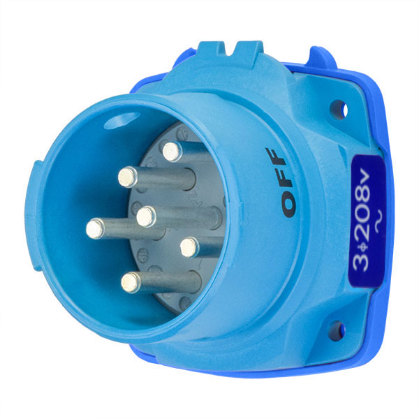 63-38163-972 - DSN30 INLET POLY BLUE SIZE 2 TYPE 4X IP 69 3P+G 30A 208 VAC 60 Hz +2 AUX